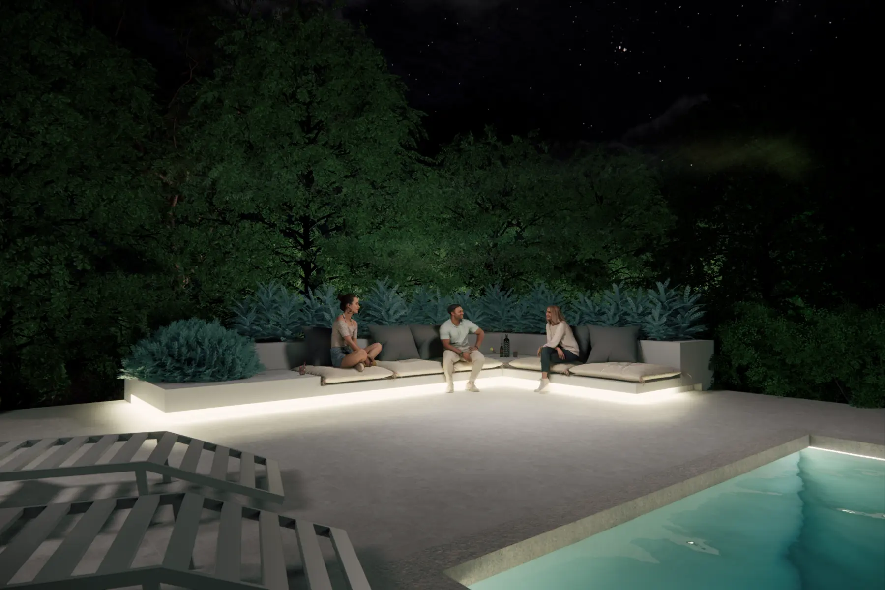 Piscina e giardino: Notturno mediterraneo