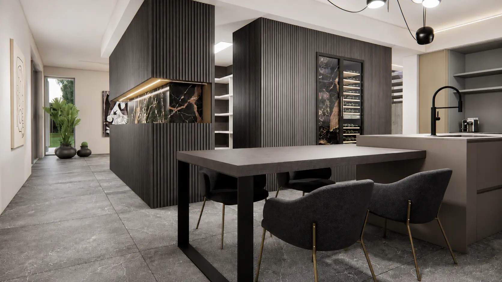 Cucina e dining: Volumi che organizzano