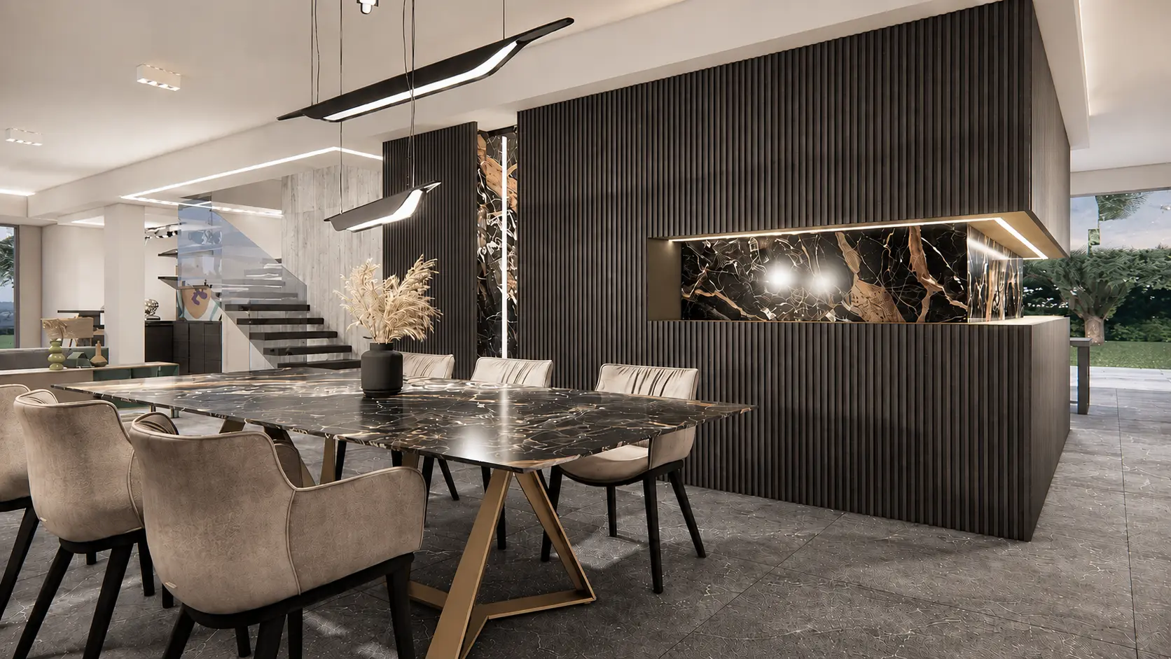 Sala da pranzo: Convivialità materica